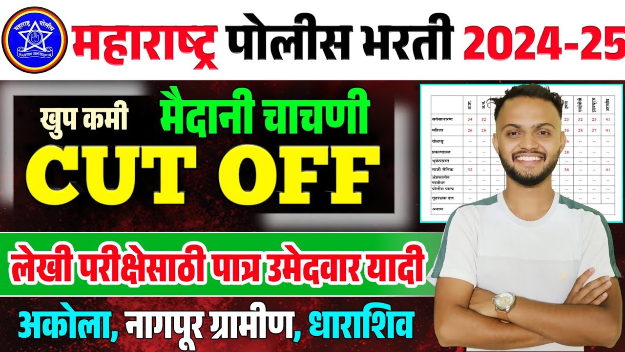 अकोला पोलीस, नागपूर ग्रामीण, धाराशिव cut off| लेखी परीक्षा पात्र उमेदवार यादी | akola police cut off