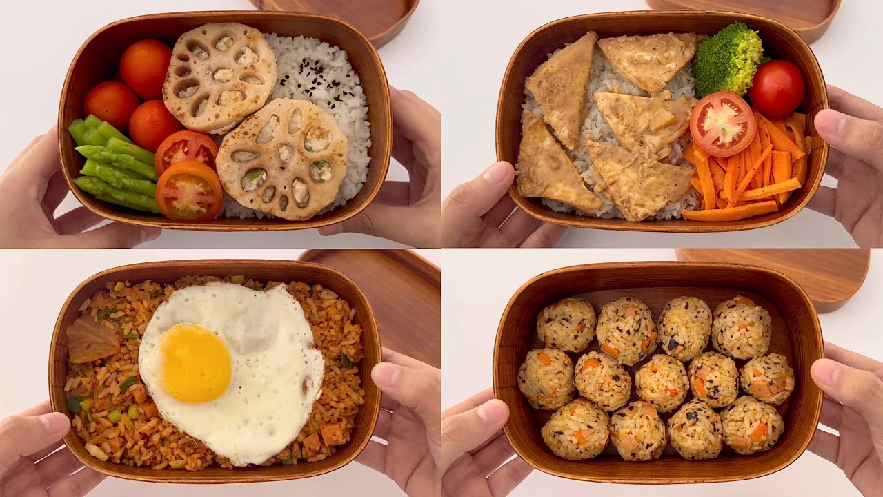 BEKAL DIET 10 MENIT : TAHU SAUS KACANG, NASI GORENG KIMCHI 🍙 diet lunch boxes