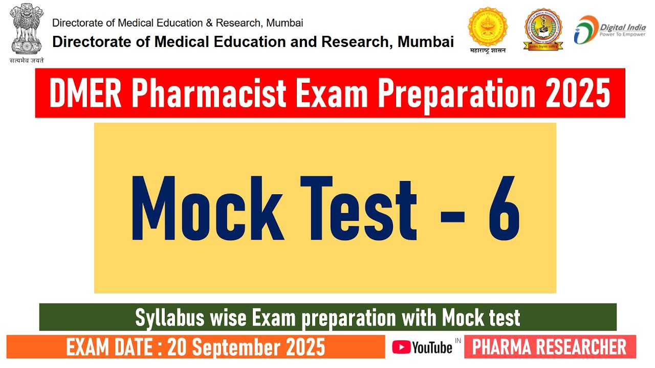 Mock Test -6 II DMER Pharmacist Exam Preparation 2025 II #dmer #dmer_pharmacist #pharmacist #exam