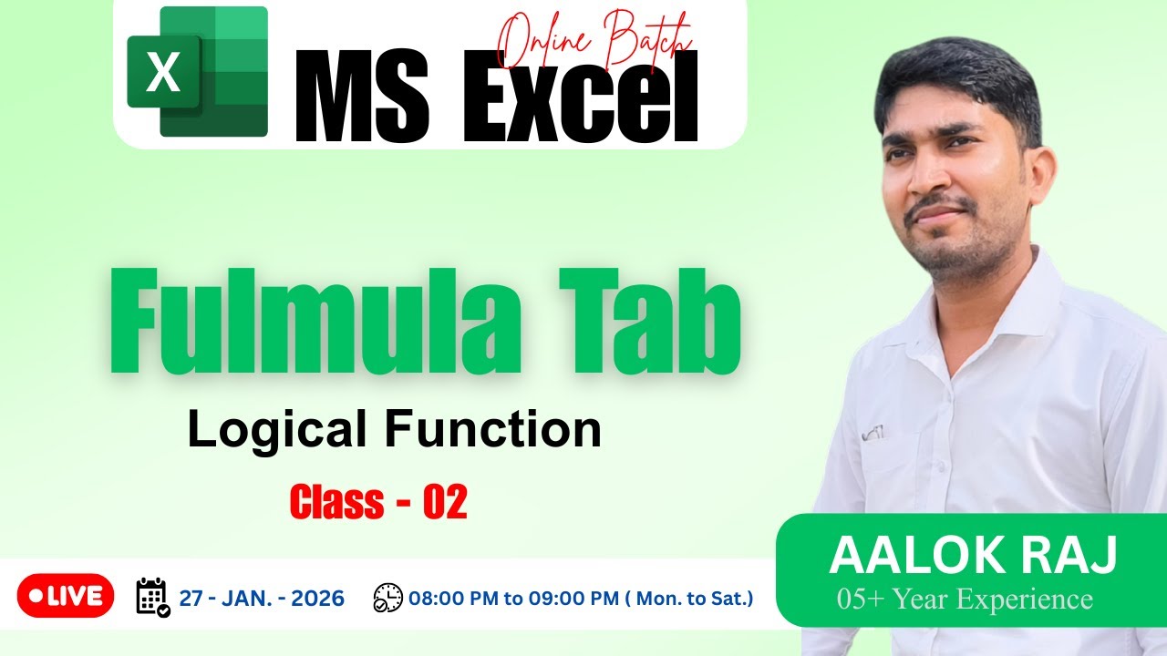 Logical Function Class 2 Practical  | MS Excel Tutorial in Hindi | Online Class by Aalok  Sir