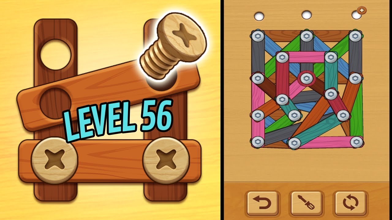 🏅 WOODLE - WOOD SCREW PUZZLE 🤪 Level 56 🧩 Gameplay Walkthrough