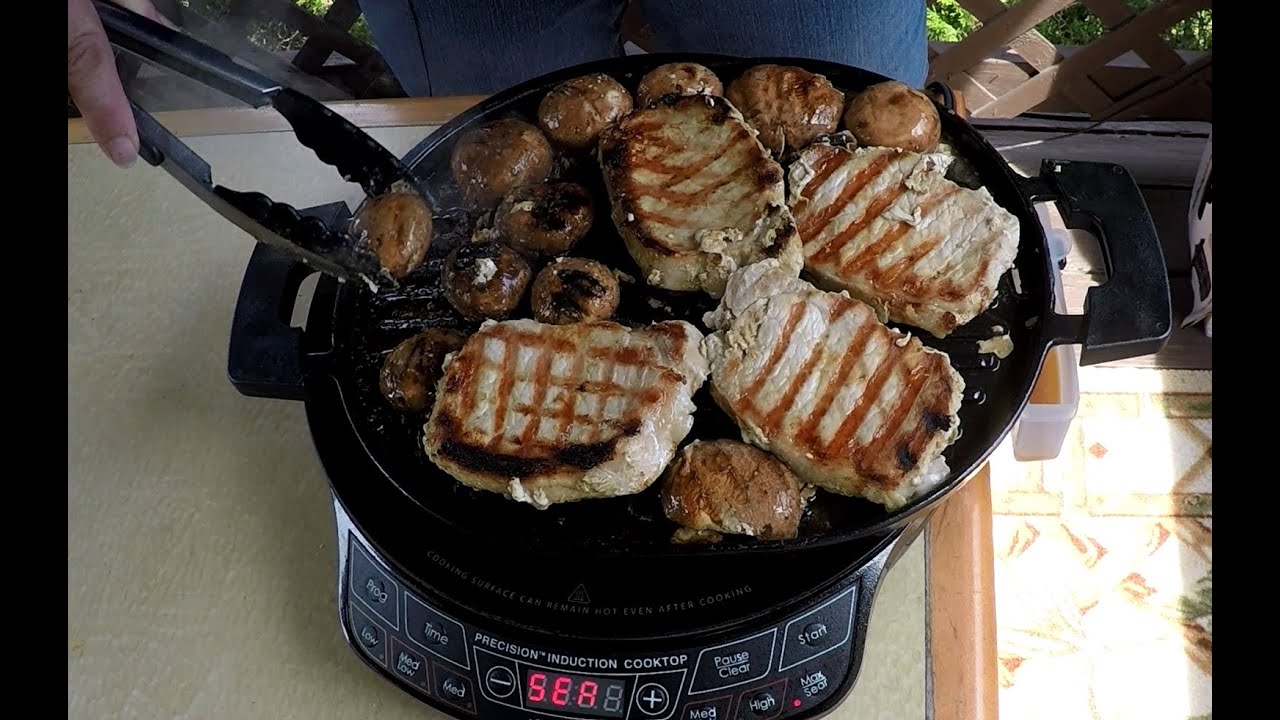 NuWave 2 Induction Pork Chops and Mushrooms