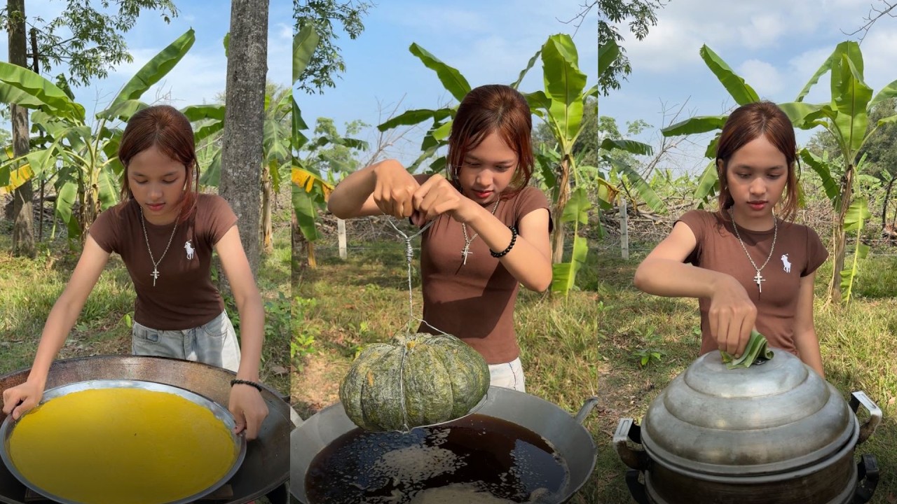 Amazing cooking deep fried pumpkin steam recipe