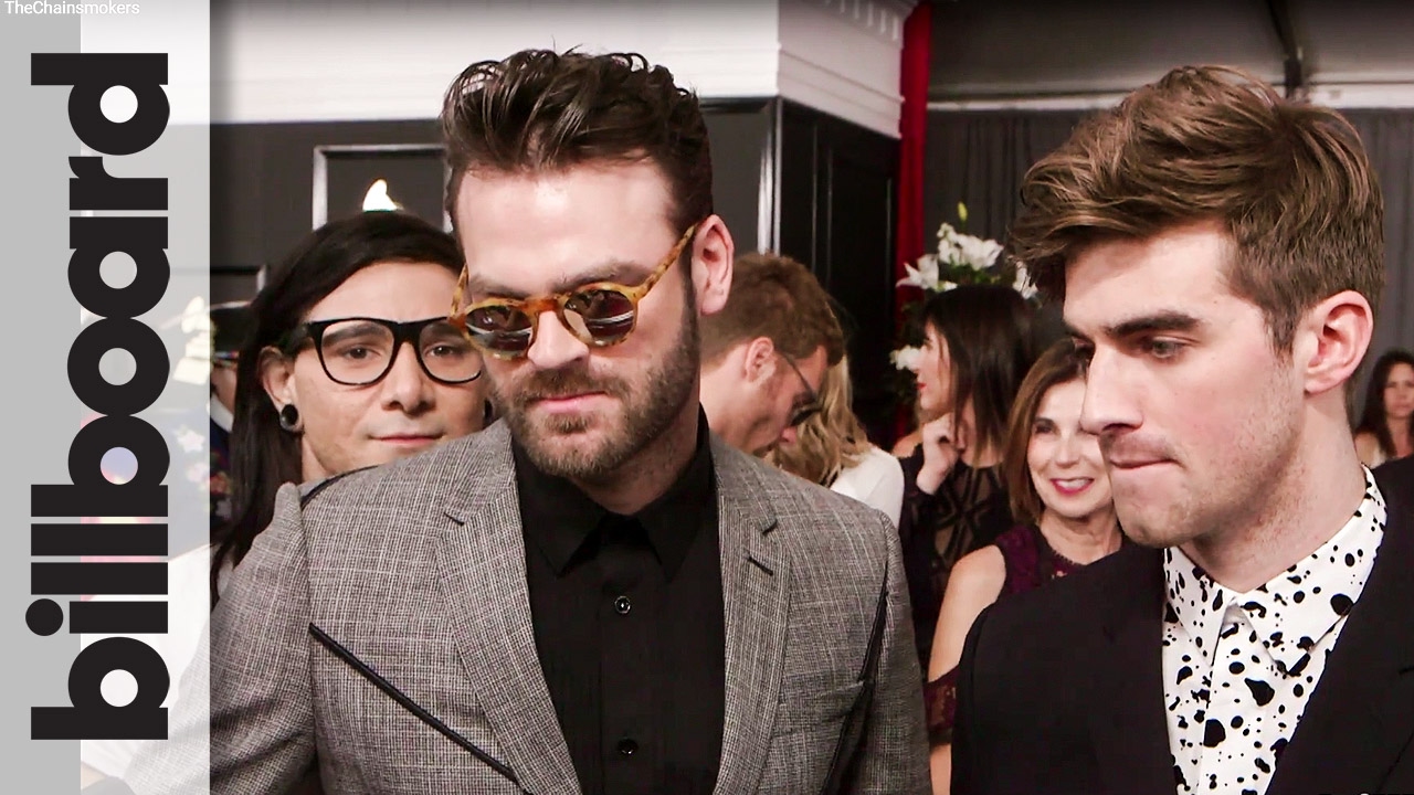 The Chainsmokers: Red Carpet After Winning First Grammy for 'Don't Let Me Down' ft. Daya | Billboard