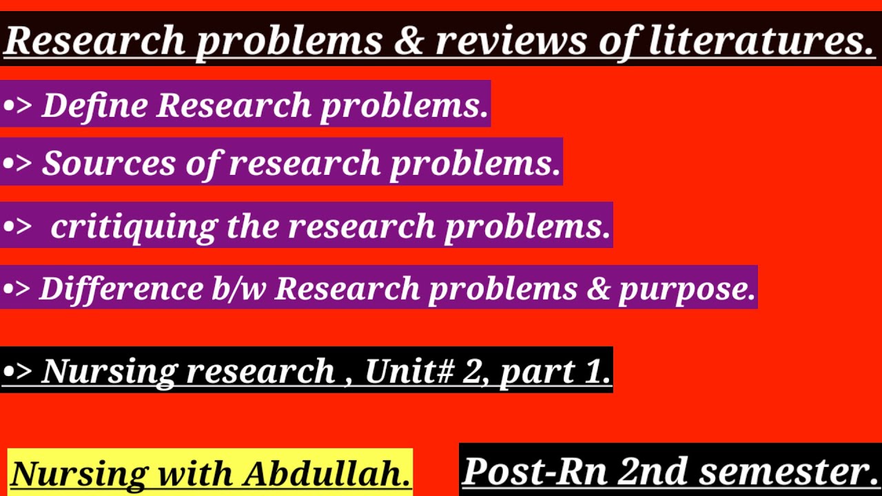 Research problems and review of relevant literatures in Urdu| Post-Rn 3rd, BsN 7th|Nursing research|