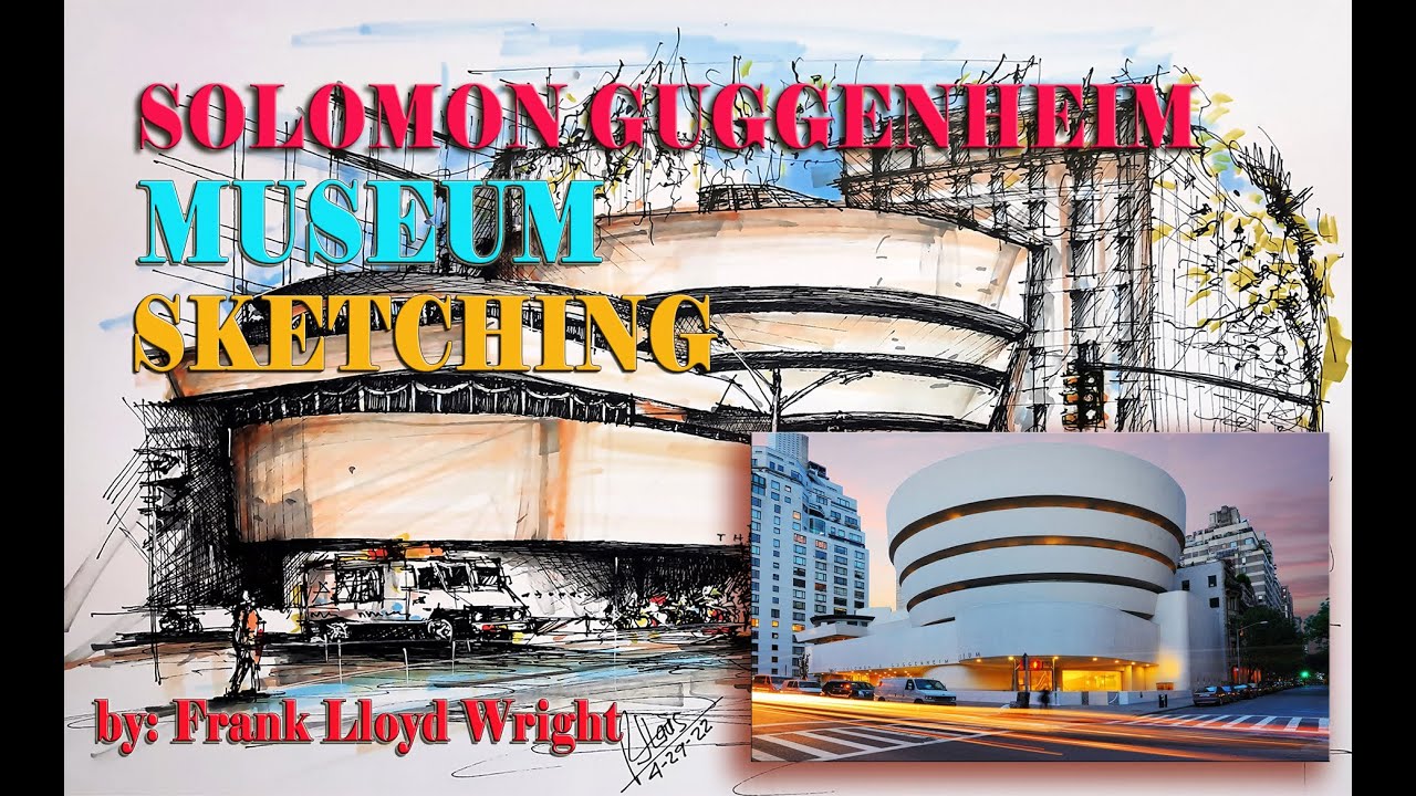 How to Sketch The Solomon R. Guggenheim Museum, Frank Lloyd Wright, New York City.