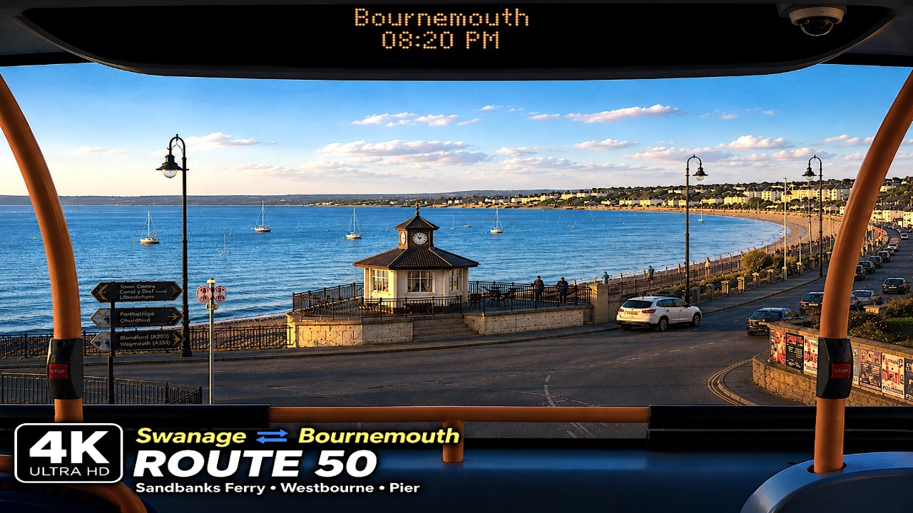 England's Most Beautiful Coastal Bus Ride? | Swanage to Bournemouth via Sandbanks 🇬🇧 4K HDR