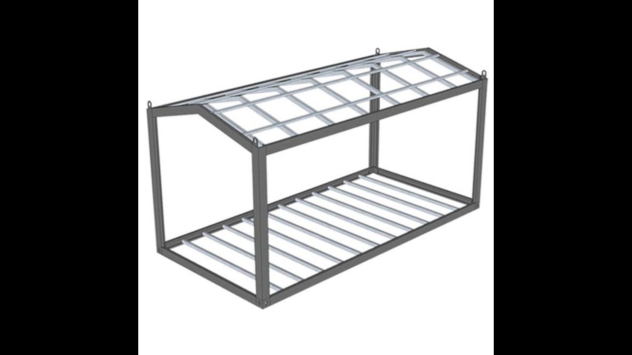 prefab modular flat pack pitched roof ISO steel container house frame