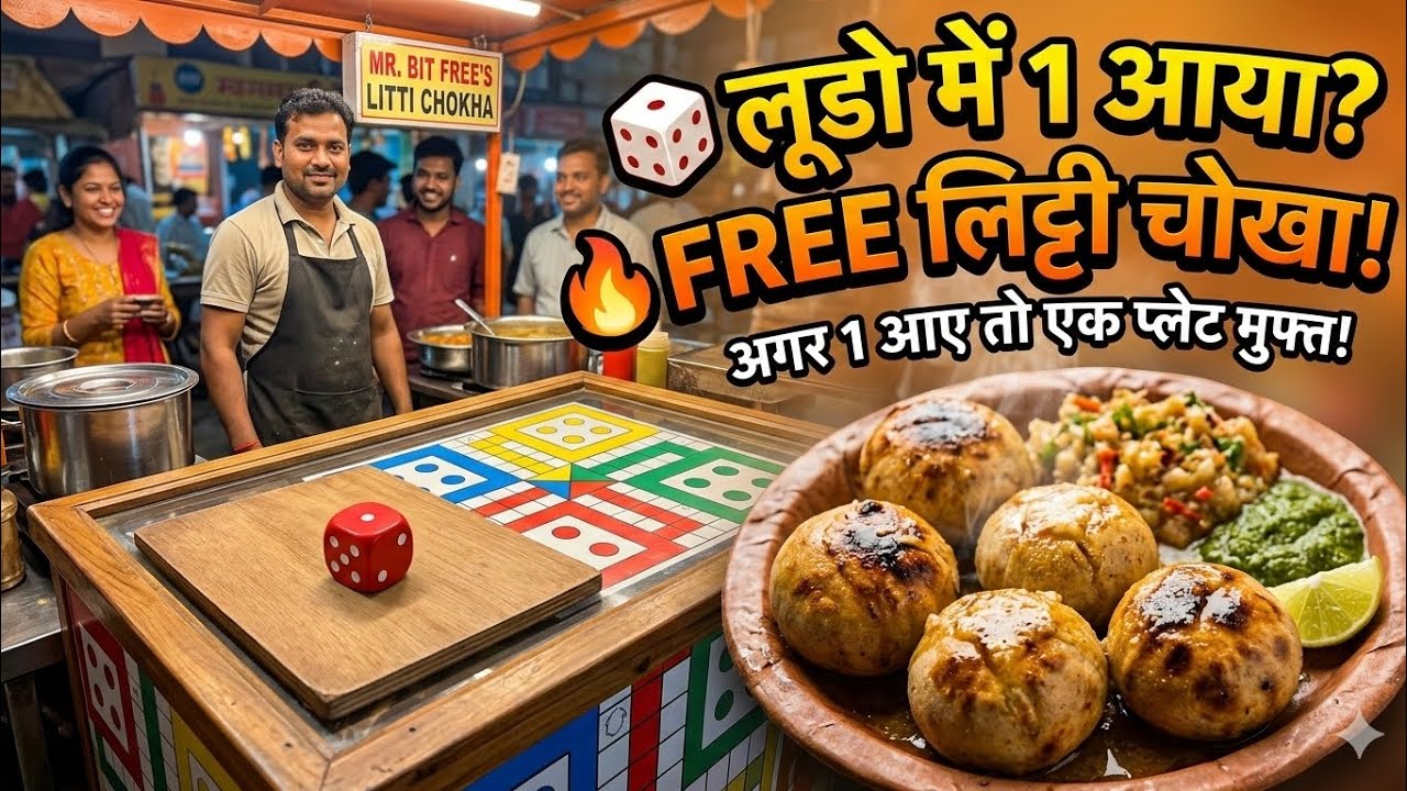 🎯किस्मत का खेल! 🎁बस एक नंबर और लिट्टी चोखा की प्लेट मुफ्त! 🔥 #LudoChallenge #FreeFood