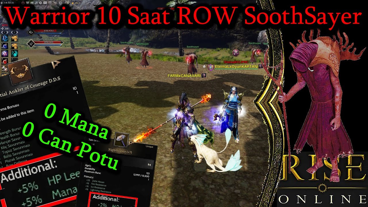 Rise Online Warrior 10 Saat ROW SoothSayer Farmı #riseonline #riseonlinefarm
