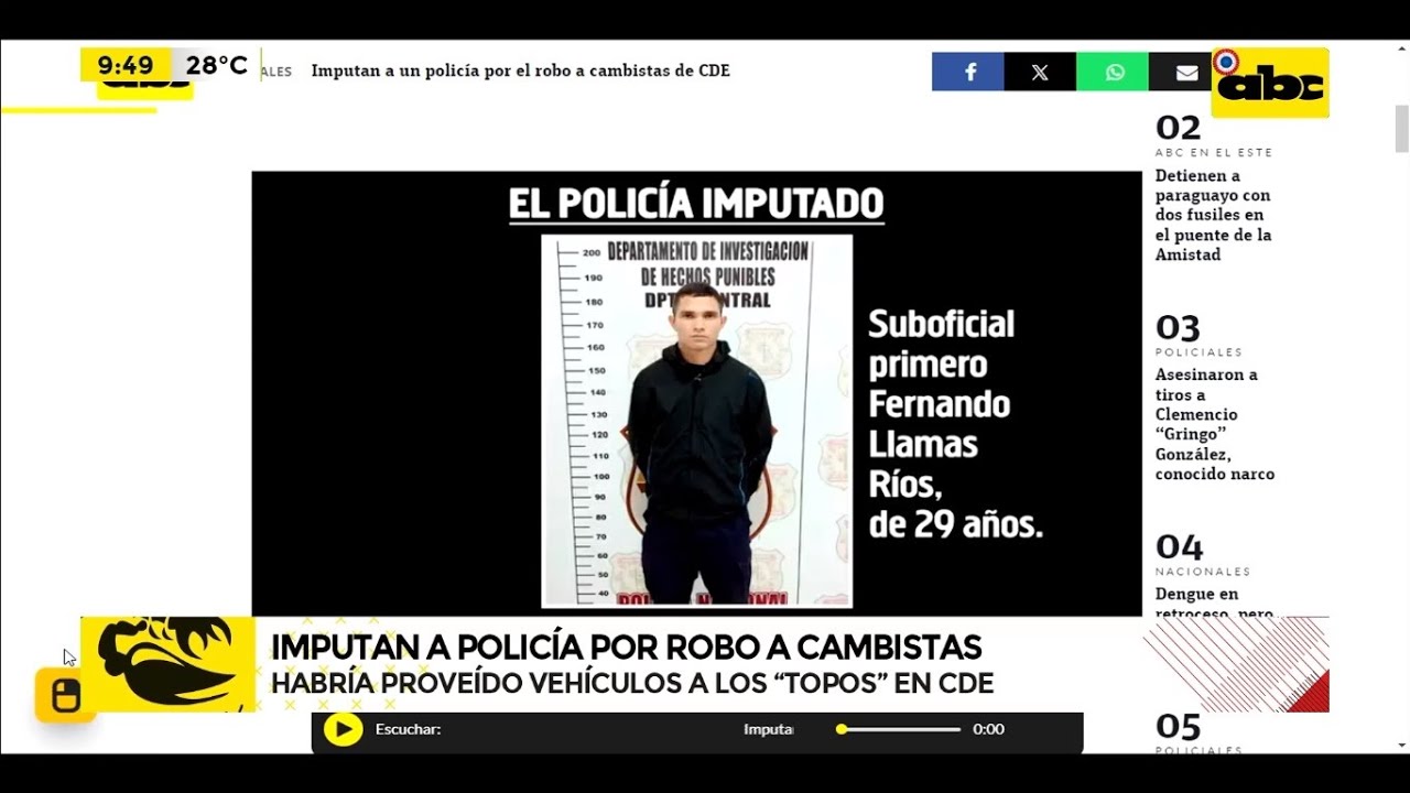 Un policía fue detenido e imputado por millonario robo a cambistas en CDE