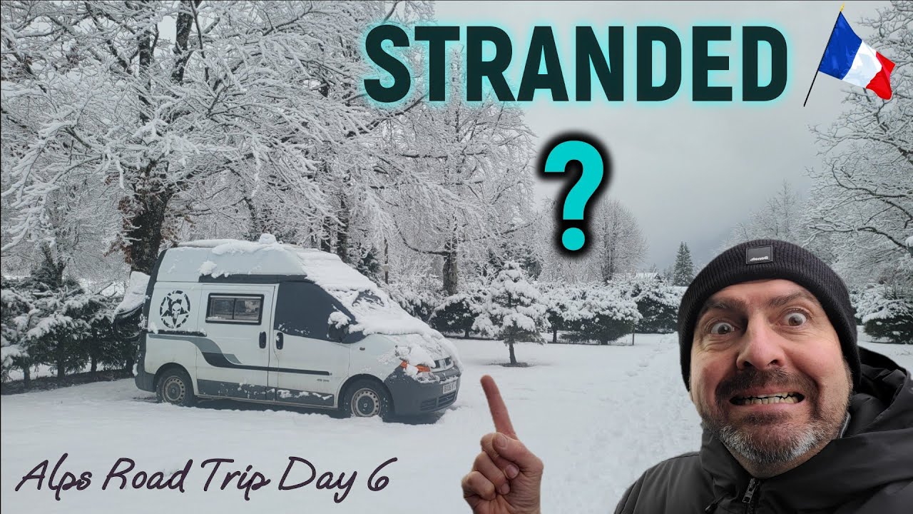 STRANDED in snow with flat battery - Alps Road Trip Day 6