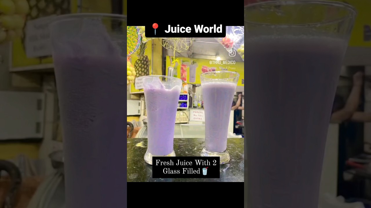 Juice World Shop| Abhiramapuram|2 Glasses Of Fresh Juice Fruit🍑 #juicewrld #juice #chennai Try Spot