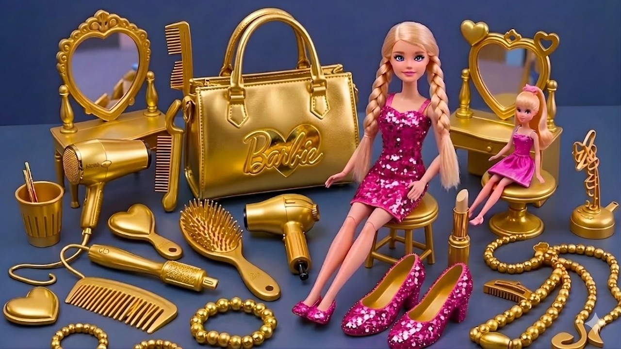 7 Minutes Satisfying with Unboxing Pink Barbie Doll Bedroom,Kitchen Collection Review Toys | ASMR