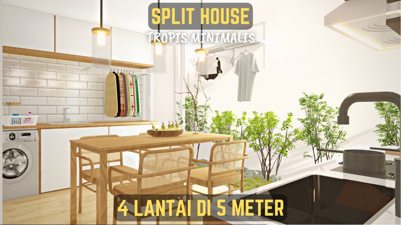 5X12 METER DESAIN RUMAH SPLIT HOUSE DENGAN 4 LANTAI #minimalist