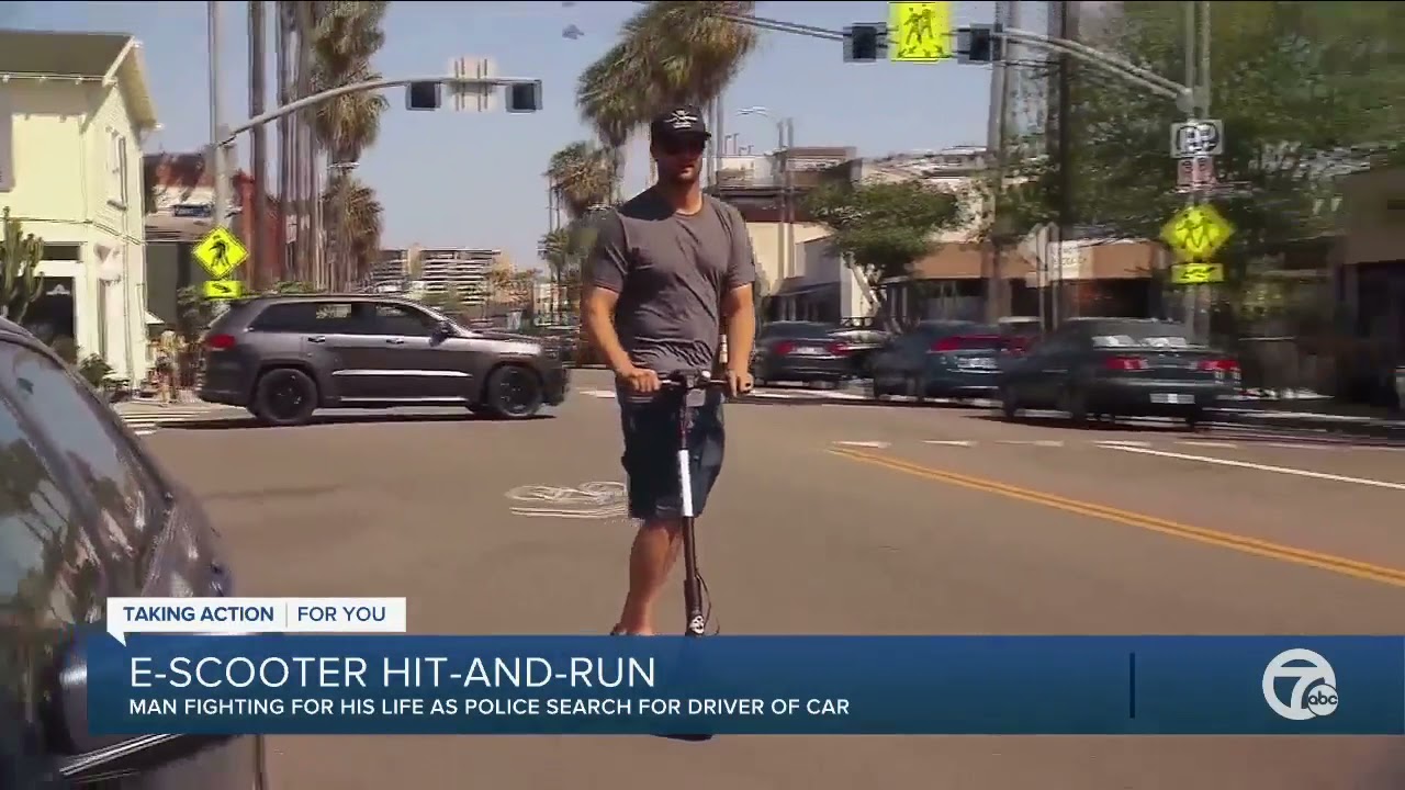 Police searching for driver in e-scooter hit-and-run