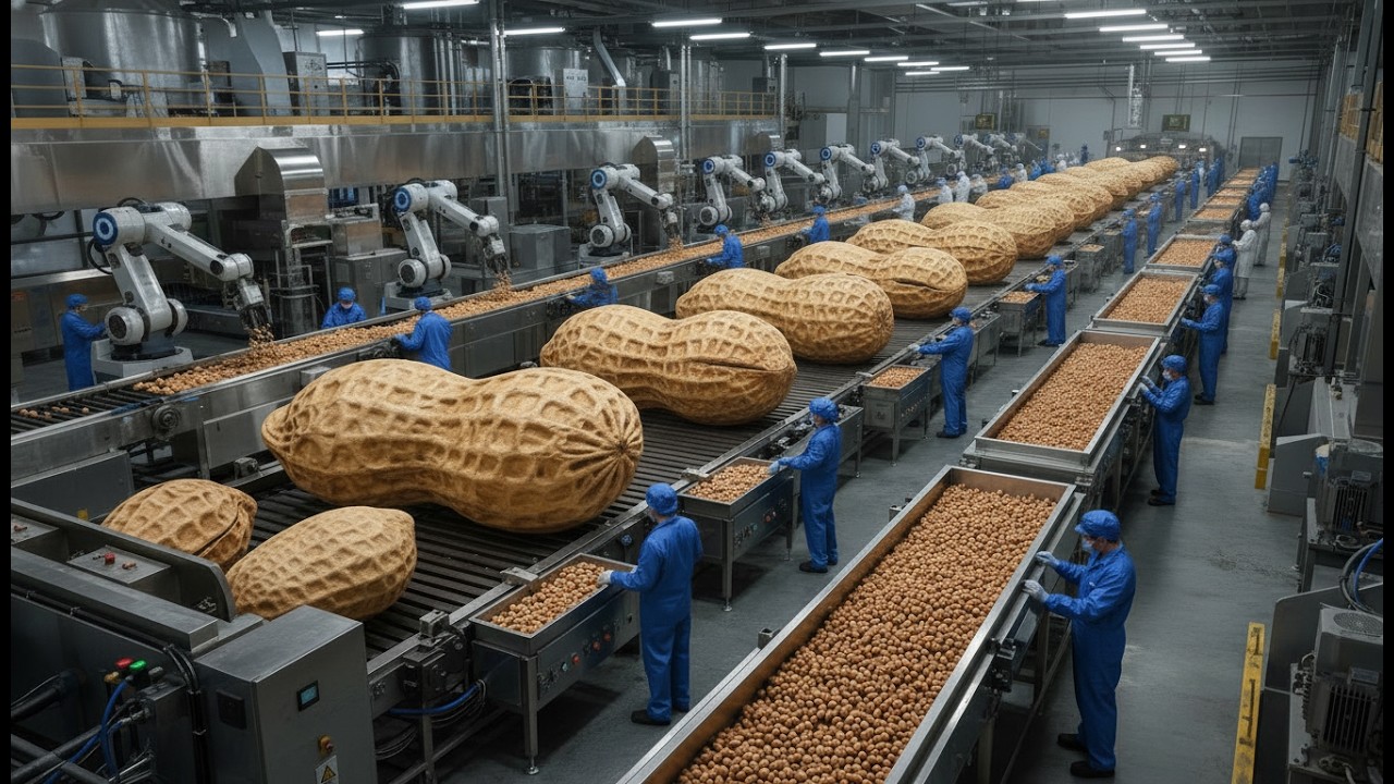 From Raw Peanuts to Crispy Snack Packs! Inside a High-Tech Mega Peanut Factory!(Full Process)