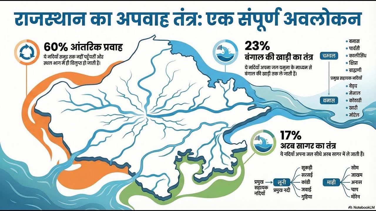 Rajasthan ki Nadiyan (राजस्थान की नदियाँ) | Drainage System & Water Divide | Geography Class 10