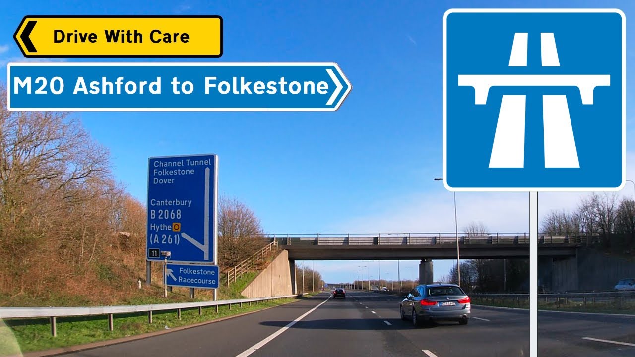 Driving M20 Motorway Ashford to Folkestone