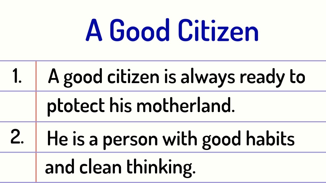 A Good Citizen Essay 10 Lines || A Good Citizen Essay in English