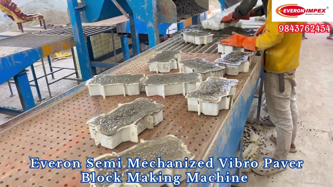 Everon Impex Semi Mechanized Vibro Paver Block Making Machine | Contact +91 98437 62454