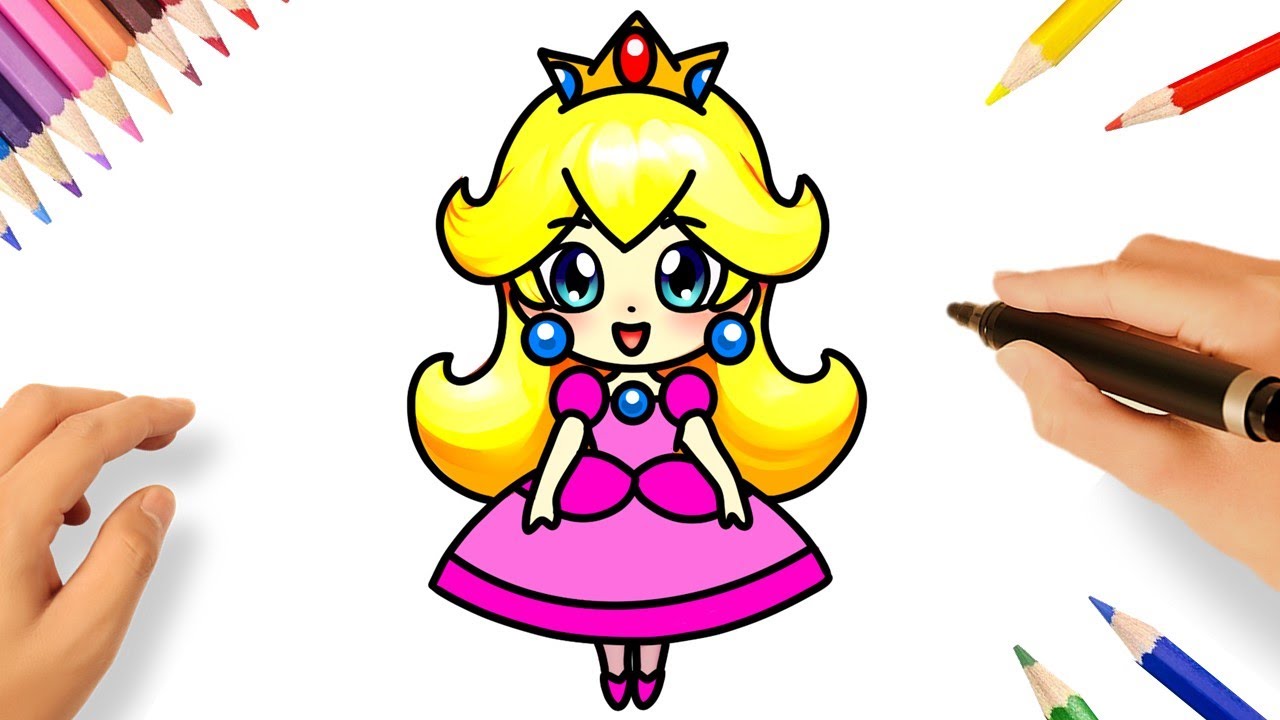 HOW TO DRAW PRINCESS PEACH EASY STEP BY STEP 👑| SUPER MARIO BROS