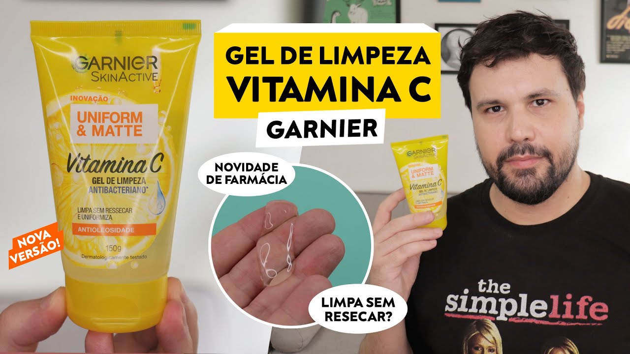 NOVO GEL DE LIMPEZA FACIAL GARNIER Antibacteriano Vitamina C Uniform & Matte