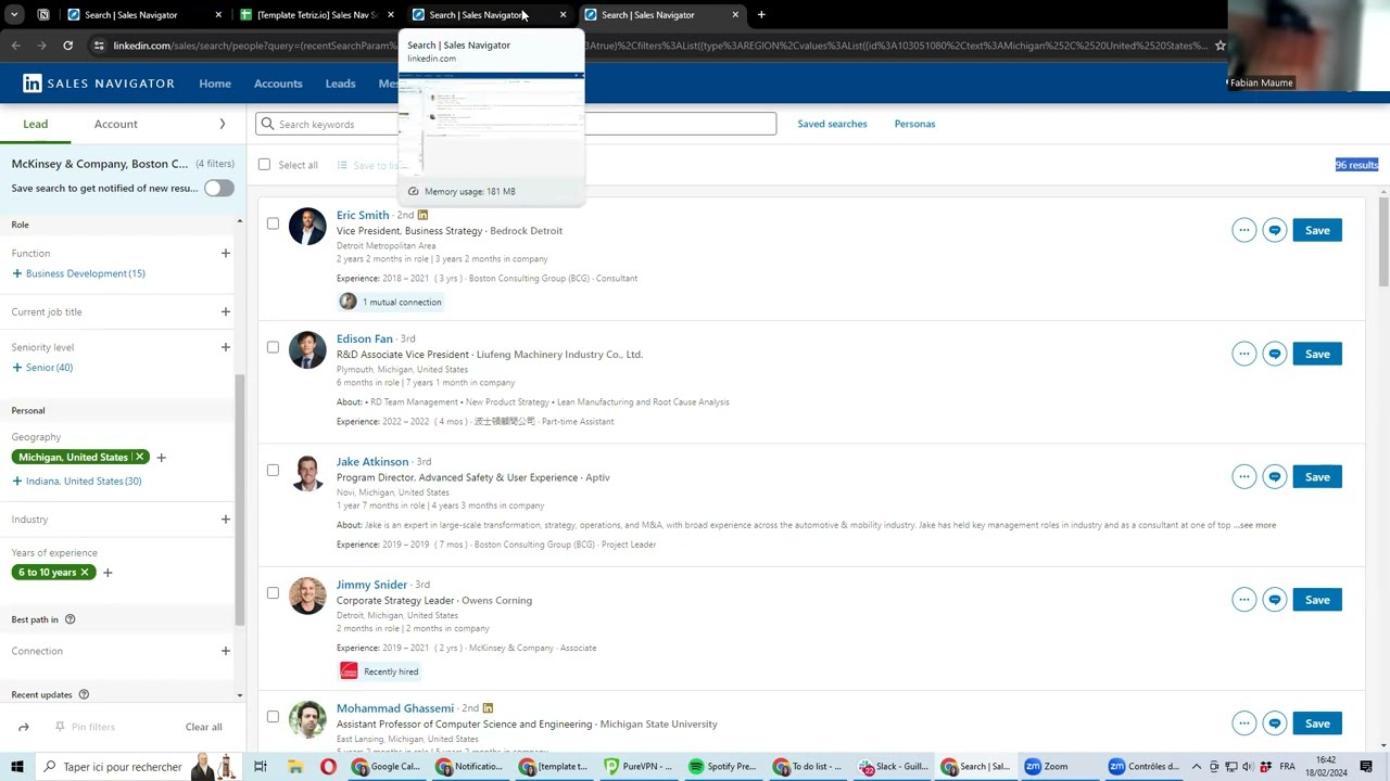 LinkedIn Sales navigator search template