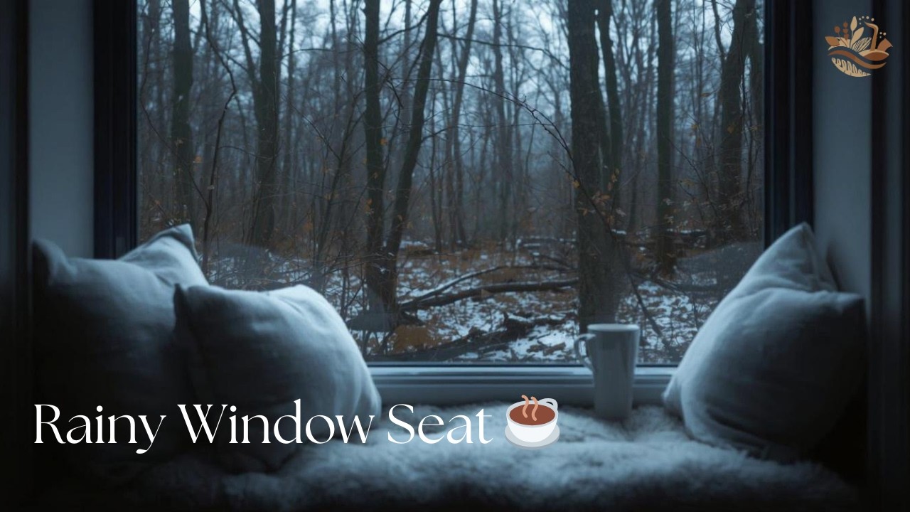 Cozy Rainy Window Seat ☕ Smooth Jazz & Rain Sounds for Study, Relax & Sleep (Forest View 4K)