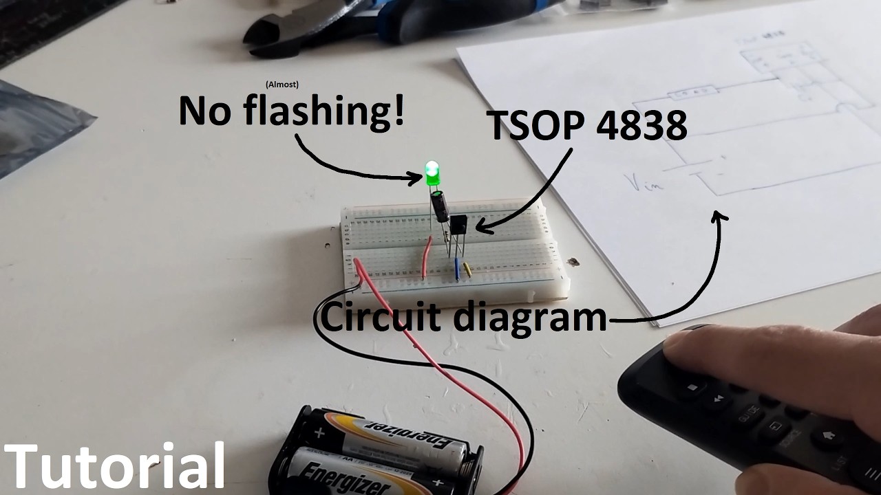 TSOP 4838 IR Reciever Tutorial (And how to get rid of the output flashing + circuit diagram)