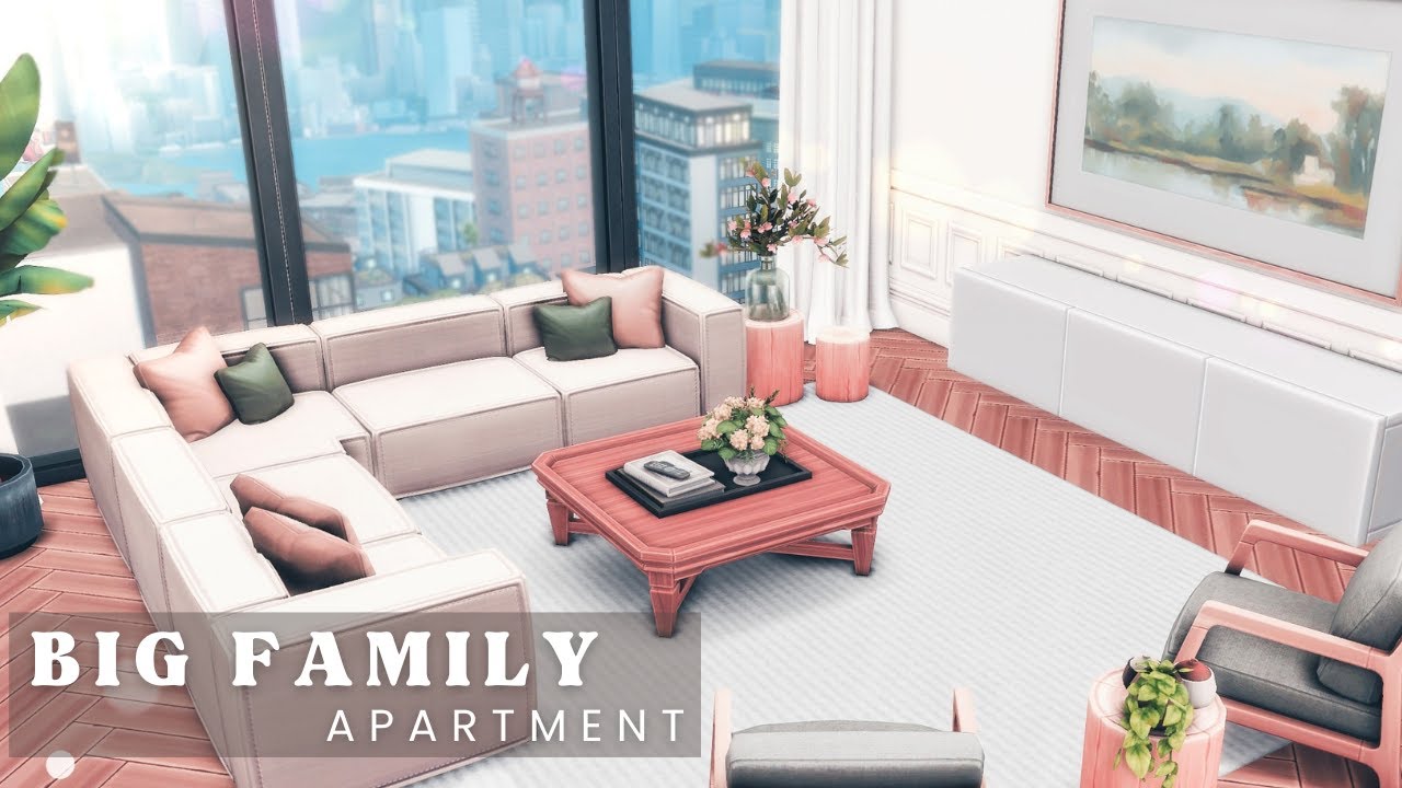 5 Sims Live in This BIG FAMILY Apartment |  The Sims 4 Speedbuild
