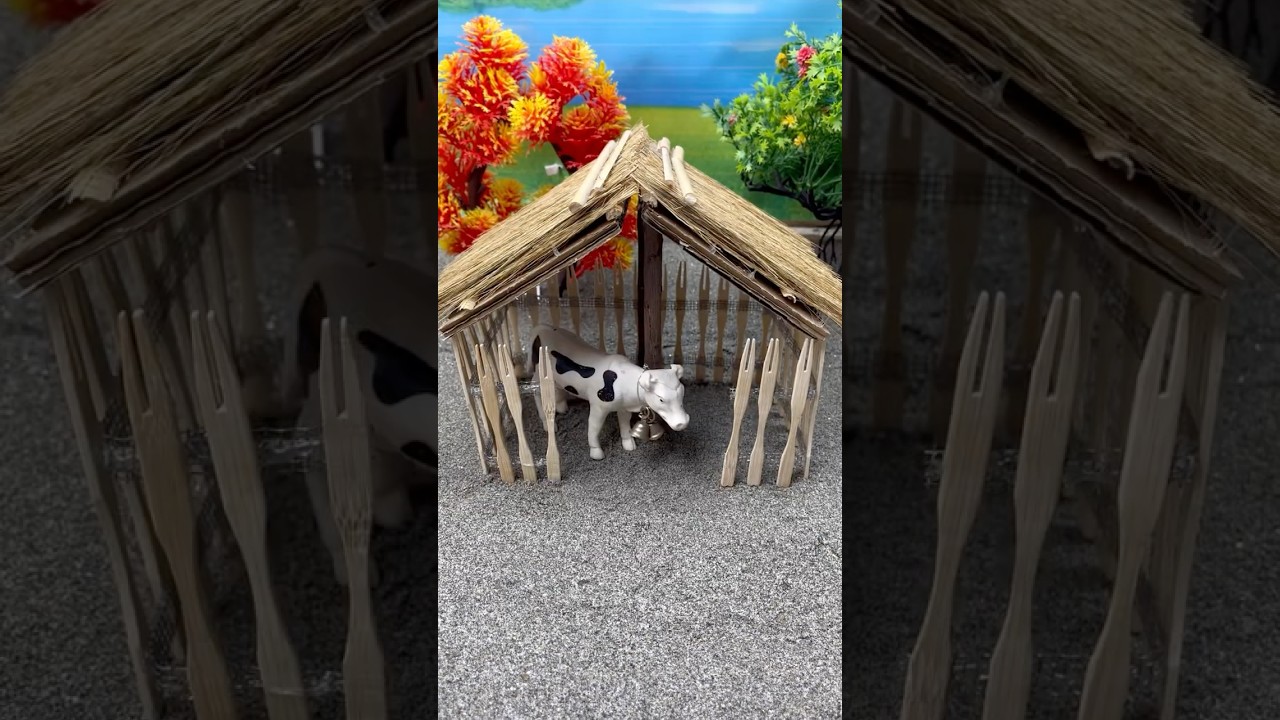 Mini cow shed roof making | mini project ideas #shorts # 83