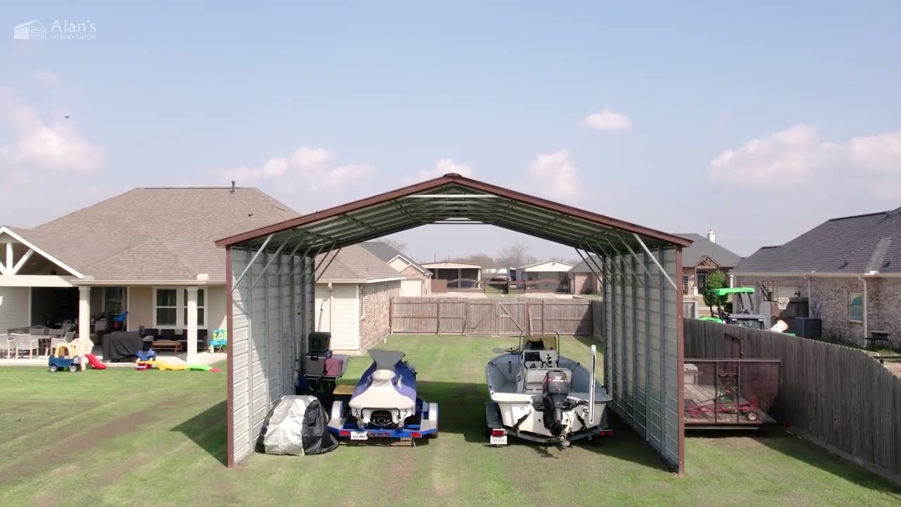 24x20 Vertical Metal Carport with 10' Legs and Both Sides Closed