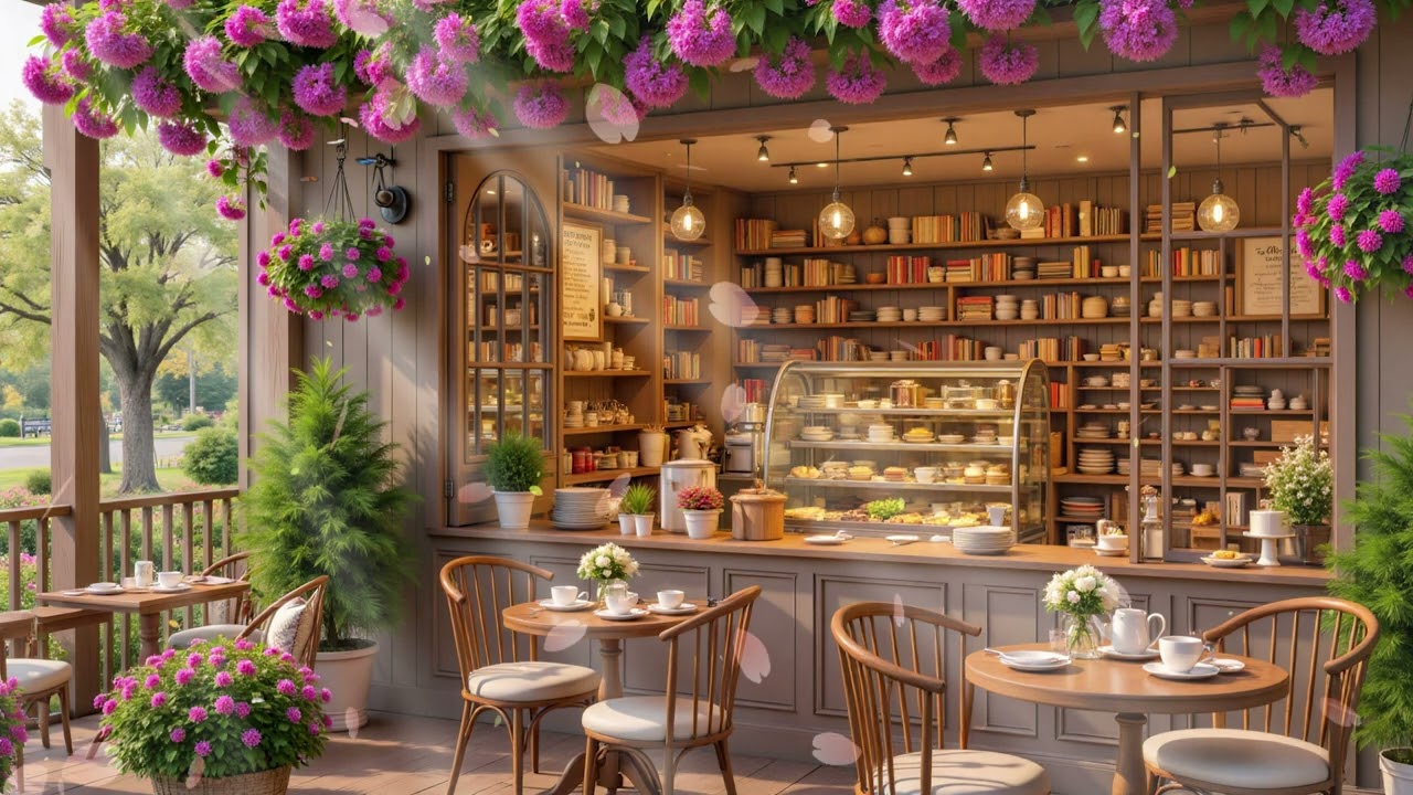 Spring Morning Jazz at Outdoor Cafe 🌿 Gentle Coffee Music for Calm Focus, Stress Relief & Happy Mood