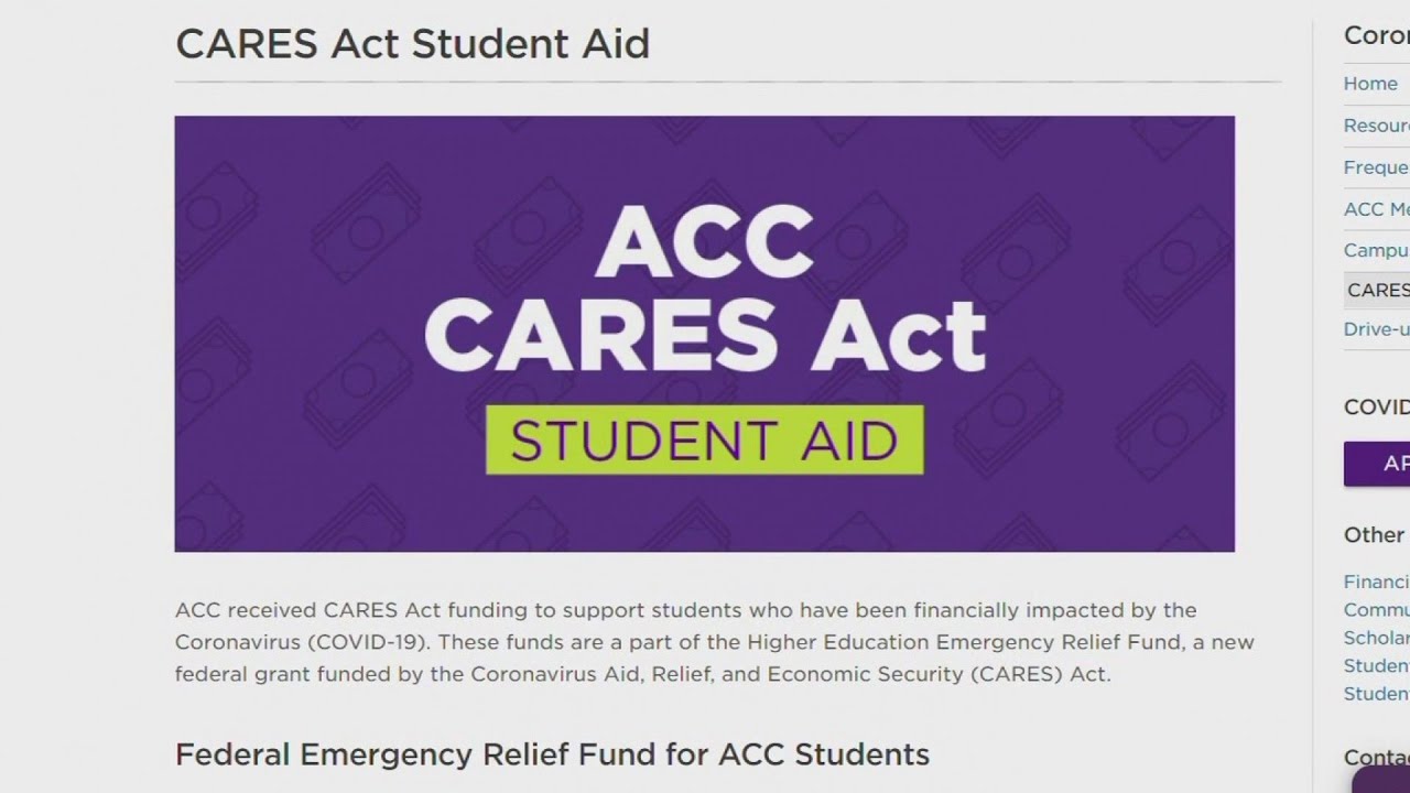 CARES Act funding to help college students pay for food, rent, utilities