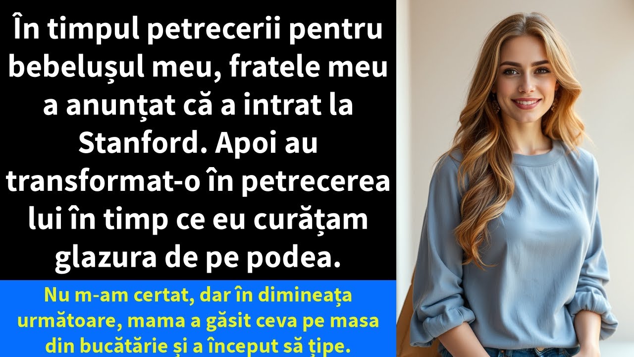 În timpul petrecerii mele pentru copil, fratele meu a anunțat că a intrat la Stanford.