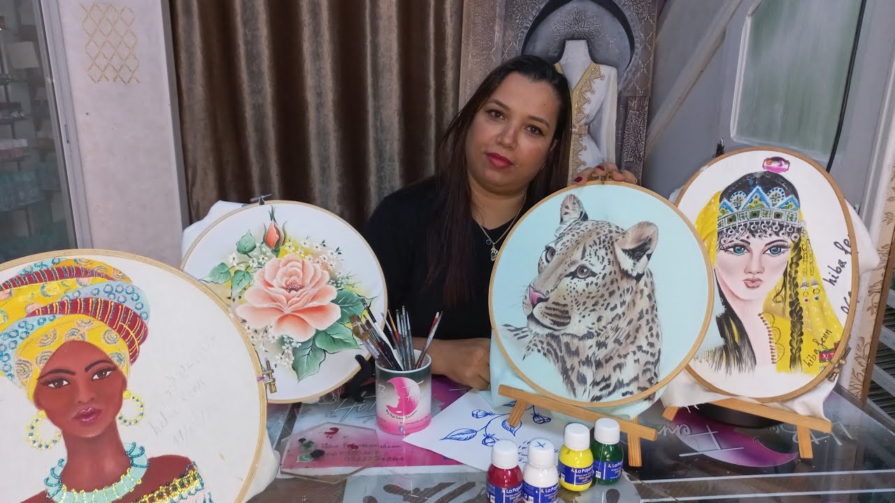 سلسة دروس الرسم على القماش🎨بصباغة🖌🖌الدرس3 تقنية تداخل الألوان وردة تيليب🌷نوع صباغة بخاريطا إسبانية 🎨