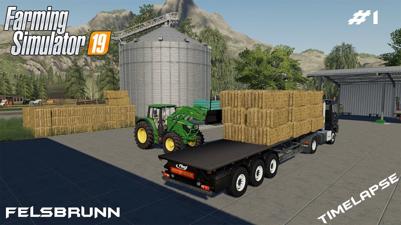 Baling a straw | Animals on Felsbrunn | Farming Simulator 19 | Episode 1