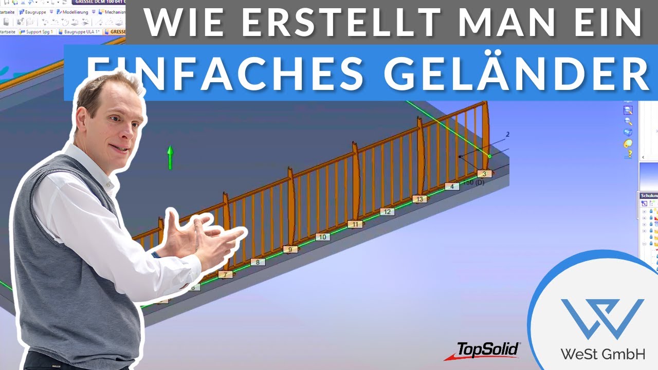Wie erstellt man ein einfaches Geländer in TopSolid'Steel? | TopSolid Tutorial