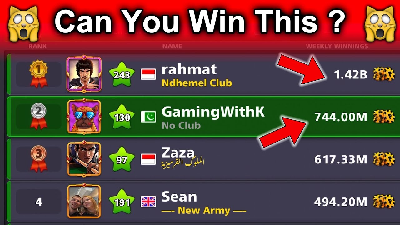 SNATCHING the TOP POSITION AGAIN - 2 Billion Winnings Crossed 🤞 - 8 Ball Pool GamingWithK