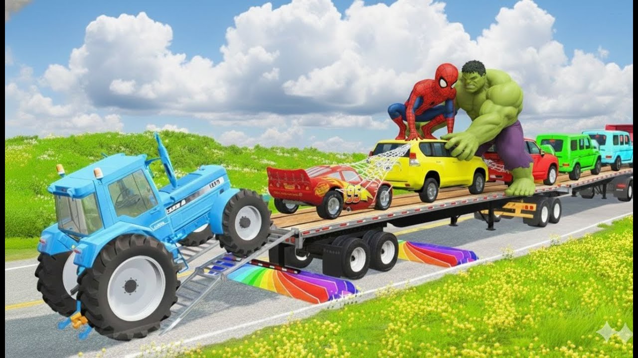 Flatbed Truck McQueen | Transportation with Truck - Pothole vs Car #38  | BeamNG.Drive Gameplay