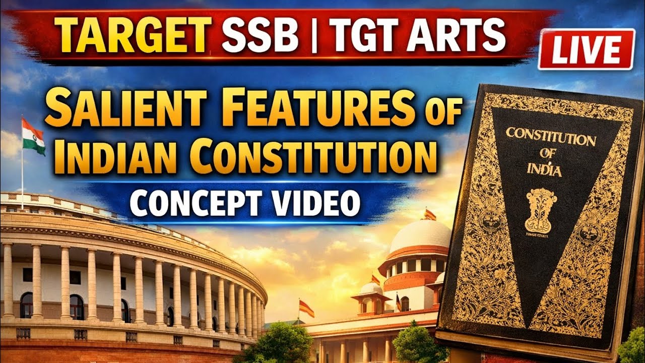 Ssb TGT arts pai salient features of constitution concept video exam re sure asiba #ssbtgtpolity #jt
