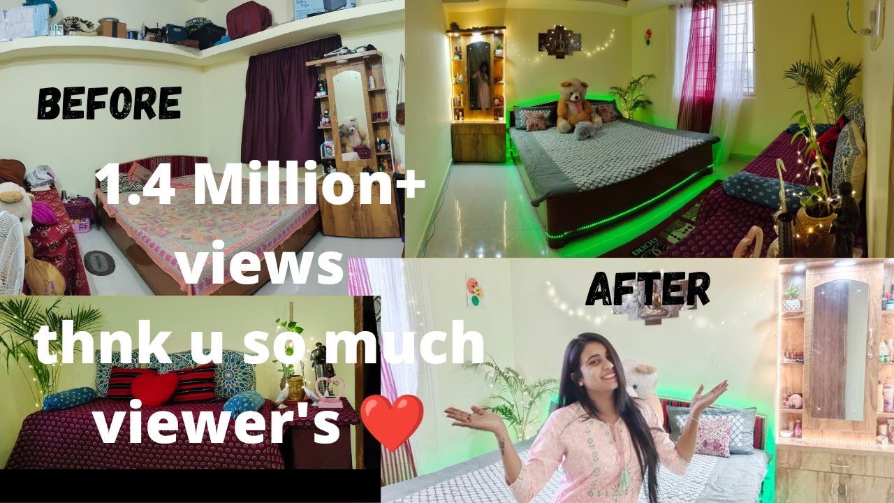 SMALL BEDROOM MAKEOVER IN BUDGET❤️|| INDIAN SMALL BEDROOM MAKEOVER |❤️CHECK DESCRIPTION FOR THE LINK