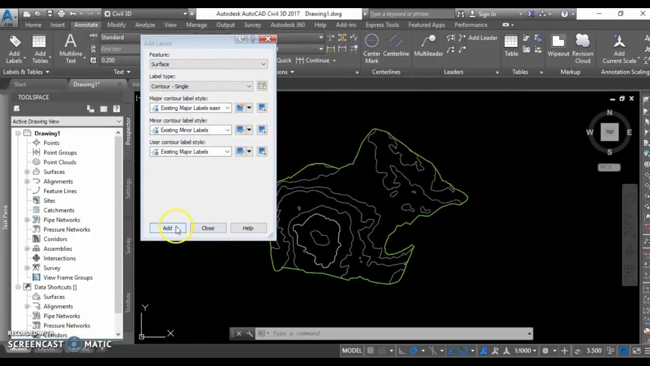 adding contour labels- civil 3d #civil3d