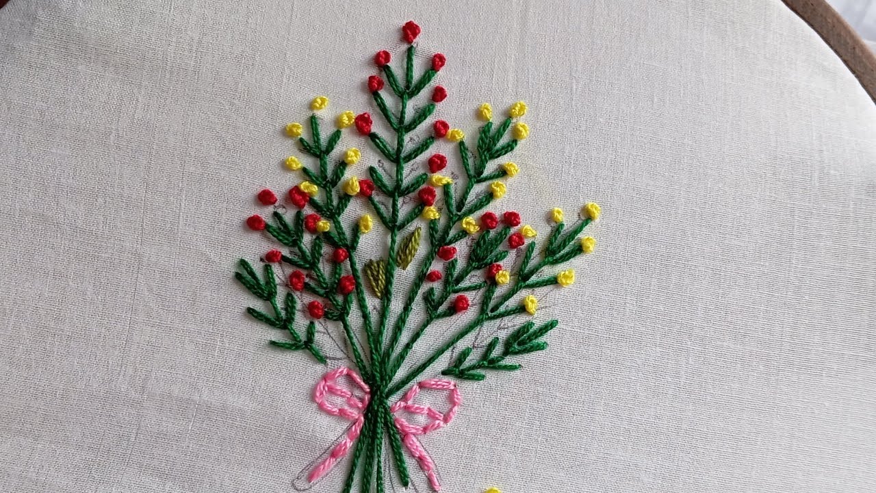 Wonderful a bunch of flowers embroidery design!!! French knot stitch Flower Embroidery tutorial 
