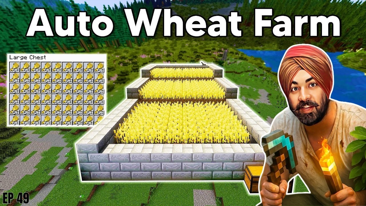 Minecraft Survival EP 49 | Automatic Wheat Farm 🌾 | Easy Food Farm