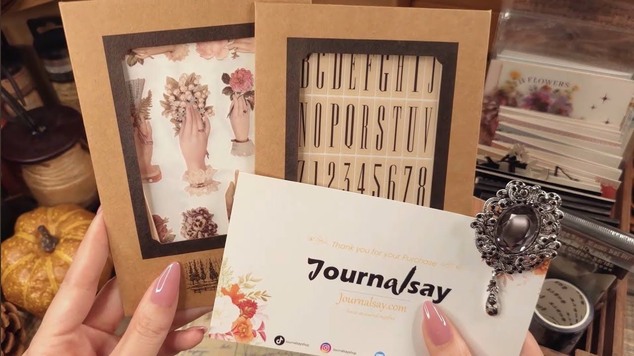 ASMR🌹新しい素材の開封とコラージュ🕊‎Journalsay｜Unboxing + Journaling
