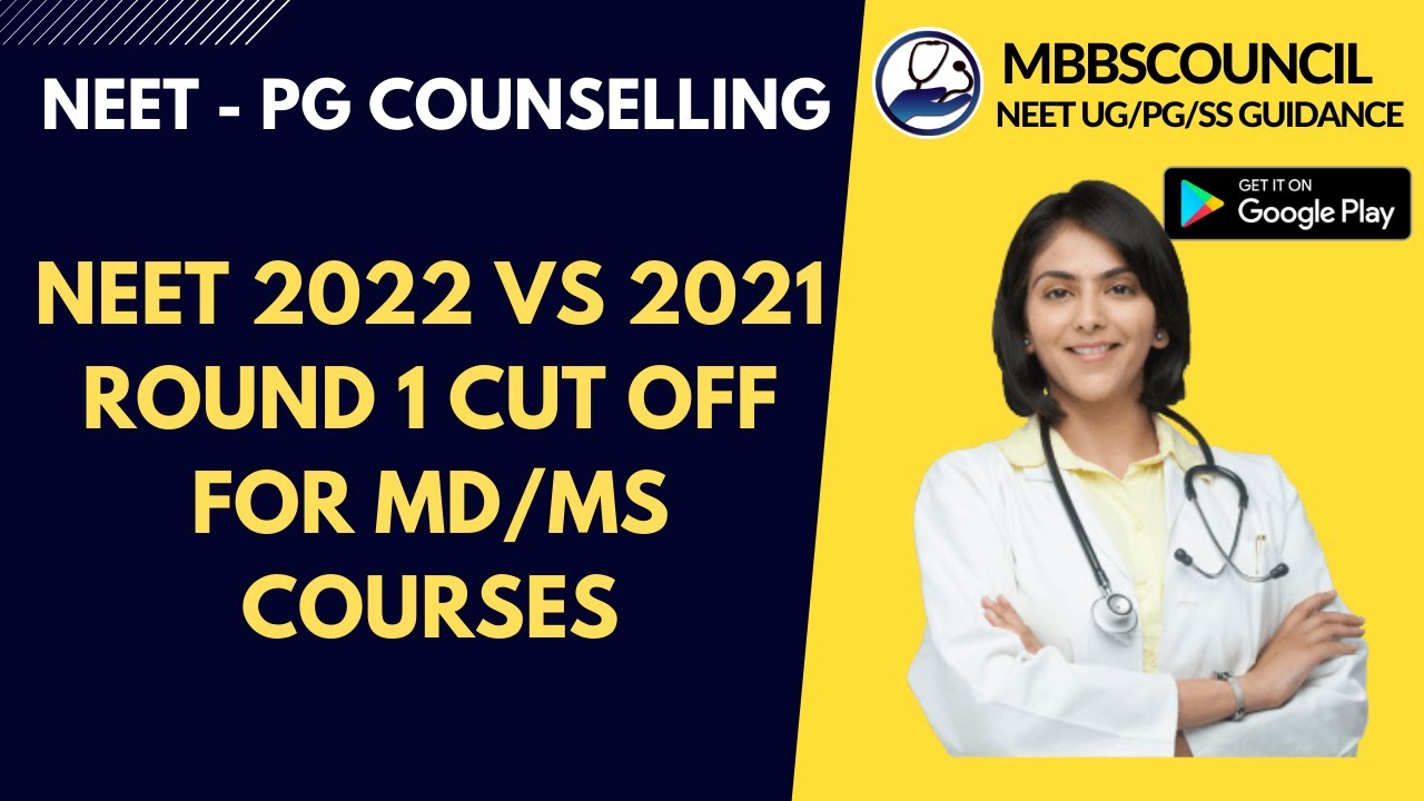NEET 2022 VS 2021 Round 1 Cut off for MD / MS Courses