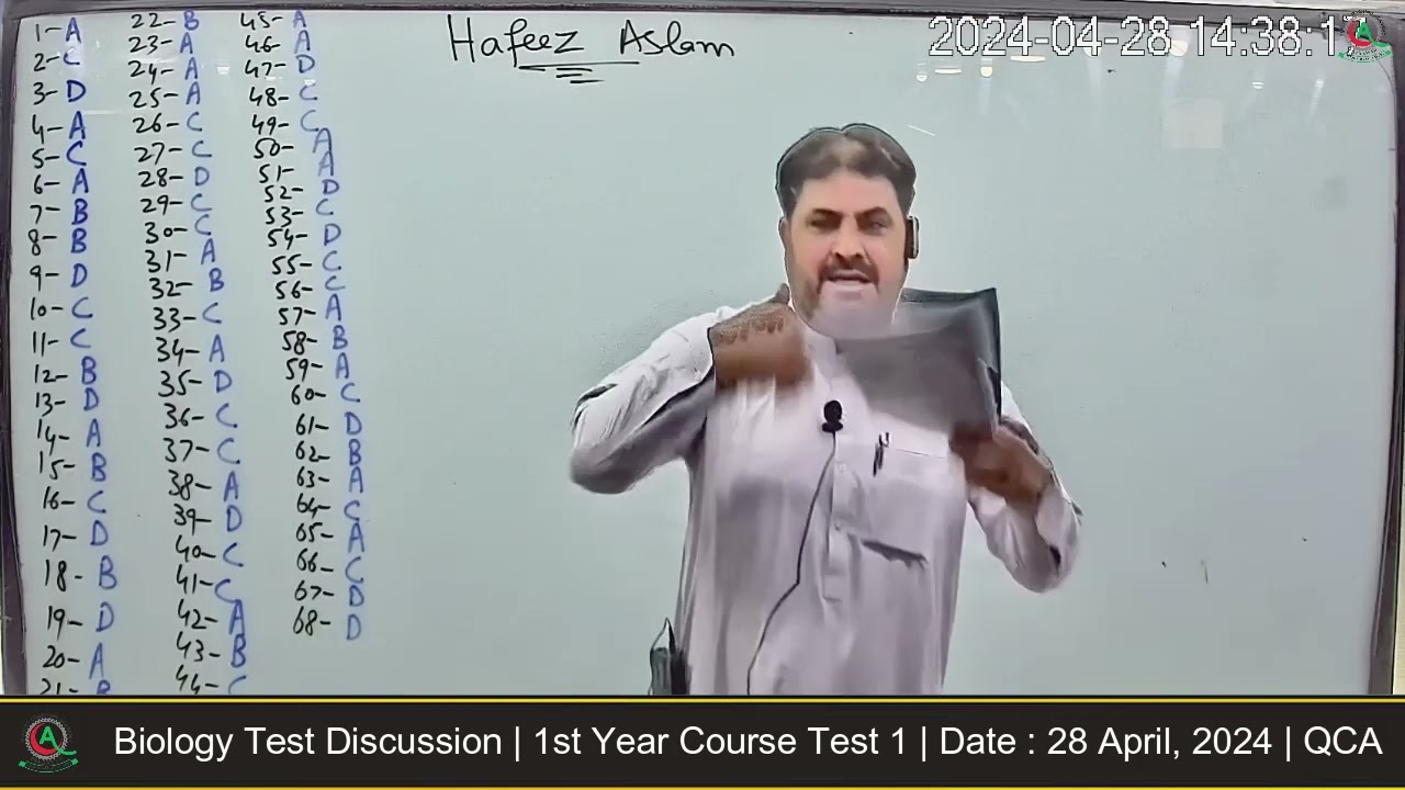 Biology 1st Year Series Test 1 Discussion By Sir Hafeez | Date: 28 April, 2024 | QCA