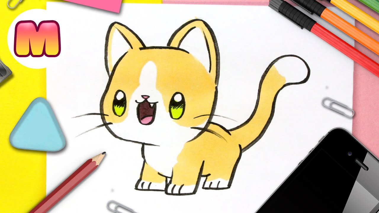 Como dibujar un GATO KAWAII 💖 FACIL PASO A PASO 💖 como dibujar un gatito bebe